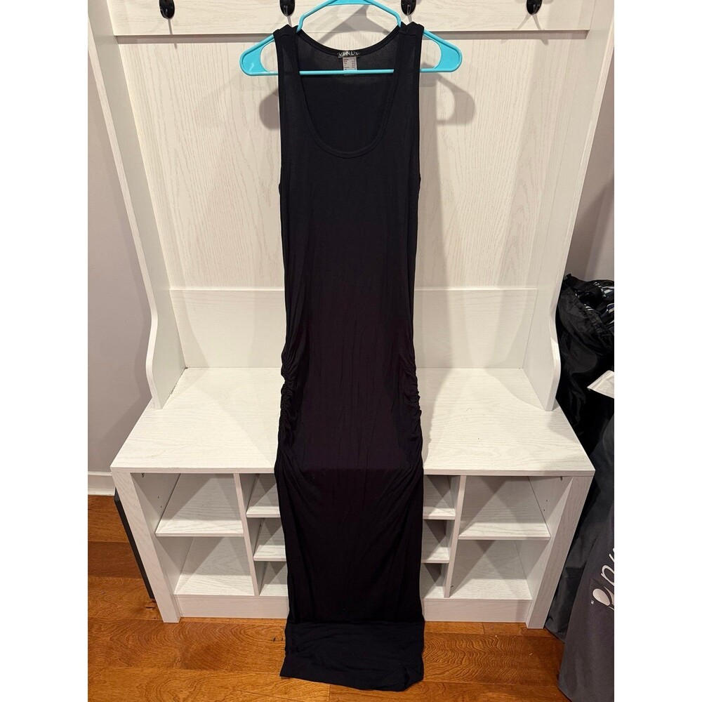 Venus ruched black maxi tank dress size large